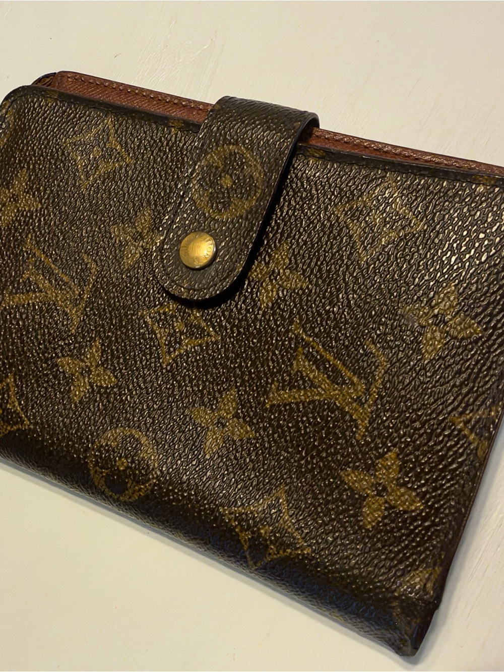 Authentic Louis Vuitton Monogram Canvas Brown and Gold Snap Wallet